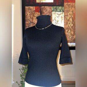 Lauren Ralph Lauren Silk Ribbed Turtleneck Top